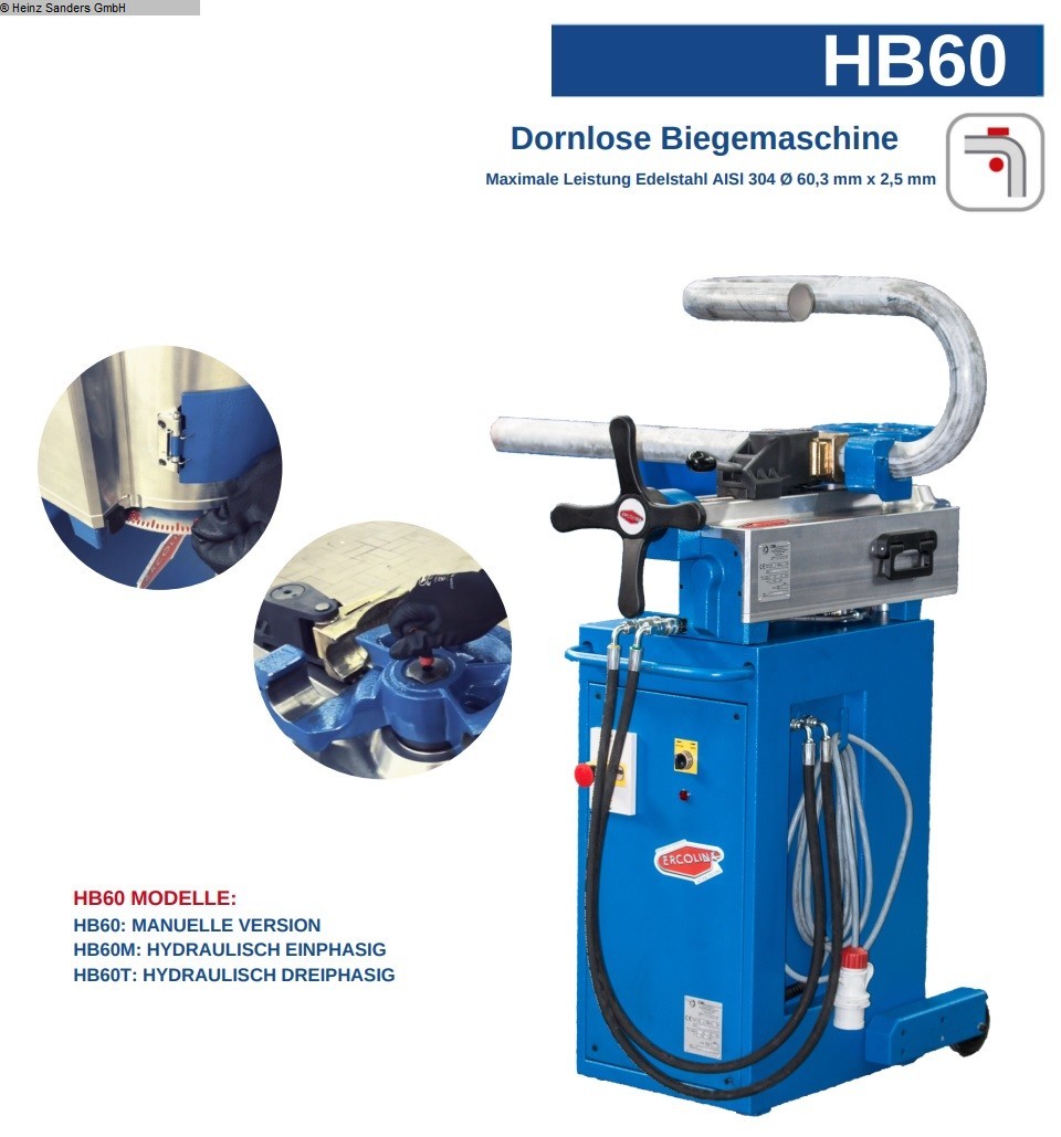 ERCOLINA HB 60 - MODELL "M", Metallbearbeitungsmaschinen, Blechbearbeitung / Scheren / Biegen / Richten, Rohrbiegemaschine
